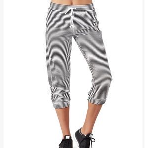NWT Black and White Stipe Capri Joggers